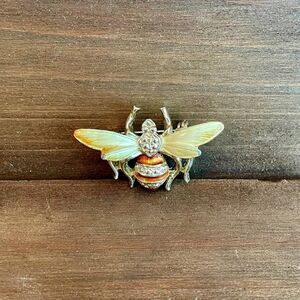 Bee Brooch Enameled Gold Toned Insect Pin